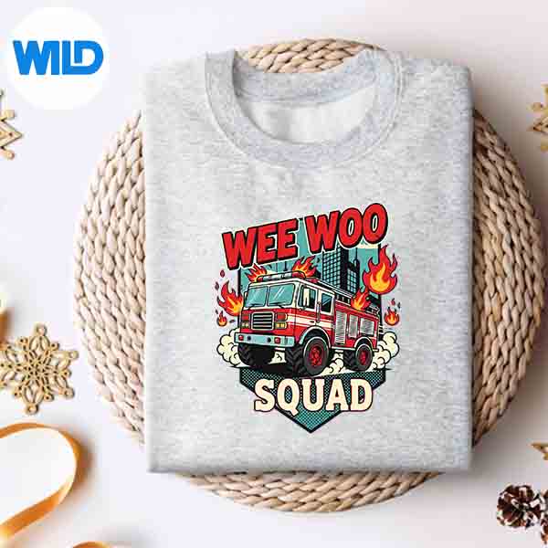 Alternative view of Wee Woo Squad Fire Department Firefighter Fire Truck Silhouette SVG PNG