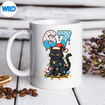 67 Black Cat Santa Hat Christmas Lights Drip For Girls Silhouette SVG PNG Cut File 5 67BlackCatSantaHatChristmasLightsDripForGirlsmug