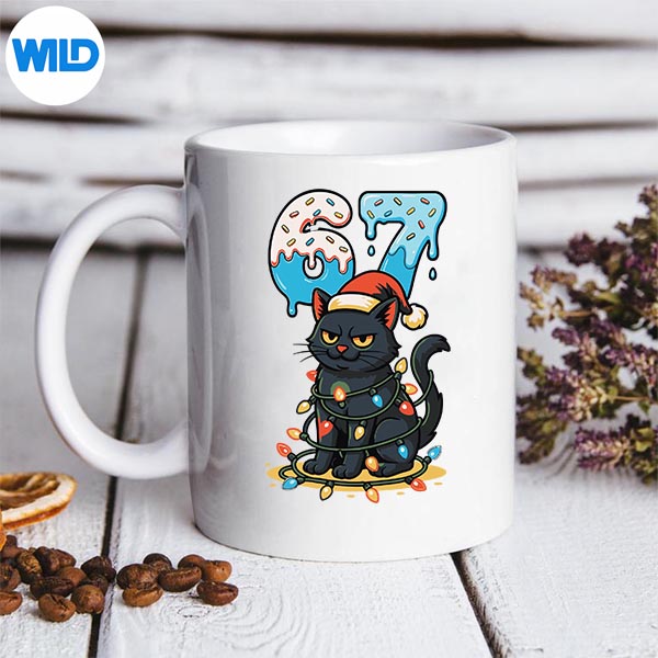 67 Black Cat Santa Hat Christmas Lights Drip For Girls Silhouette SVG PNG Cut File 3 67 Black Cat Santa Hat Christmas Lights Drip For Girls Silhouette SVG PNG Cut File - Image 3