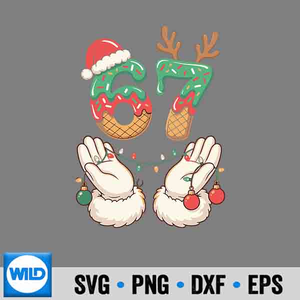 67 Meme Six Seven 6 7 Meme Christmas Santa Reindeer Silhouette SVG PNG Cut File