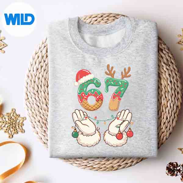 Alternative view of 67 Meme Six Seven 6 7 Meme Christmas Santa Reindeer Silhouette SVG PNG Cut File