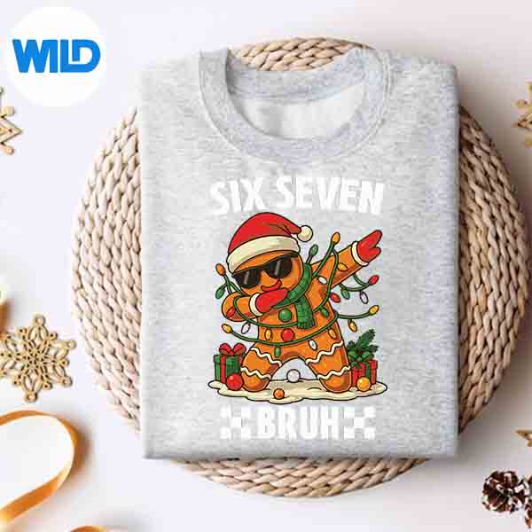 Alternative view of 67 Six Seven Bruh Christmas Dabbing Gingerbread Meme SVG PNG Download