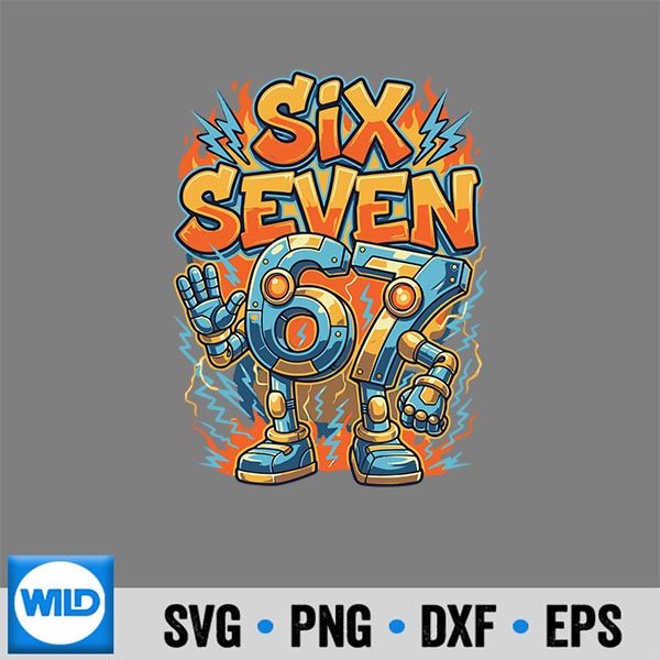 67 Six Seven Meme 67 Brainrot Gaming 6 7 SVG PNG Digital Design 6