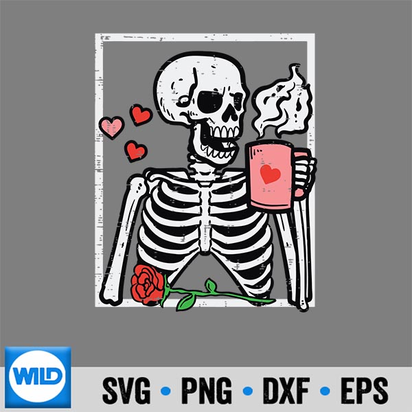 Anti Valentines Day Skeleton Coffee Vector Design 7 AntiValentinesDaySkeletonCoffee