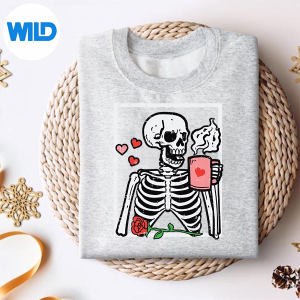 Anti Valentines Day Skeleton Coffee Vector Design 2 Anti Valentines Day Skeleton Coffee Vector Design - Image 2