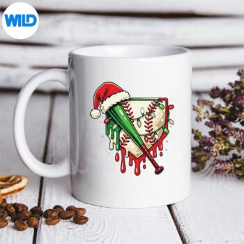 BaseballChristmasSantaHatDrippingIceCreammug