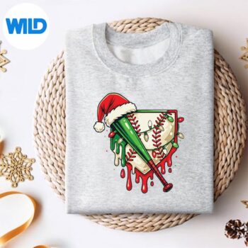 BaseballChristmasSantaHatDrippingIceCreamsweater