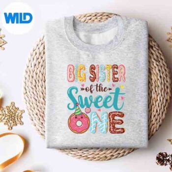 Big Sister Of The Sweet One 1st Girl Donut Party Silhouette SVG PNG 4 BigSisterOfTheSweetOne1stGirlDonutPartysweater