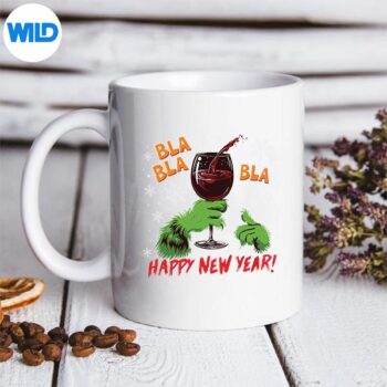 BlaHappyNewYearWineGlassGreenHandmug