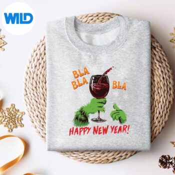 BlaHappyNewYearWineGlassGreenHandsweater