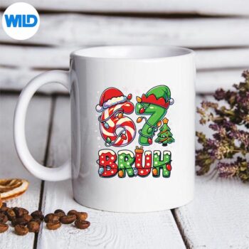 Bruh67SixSevenMemeCandyCaneXmasLightGirlmug