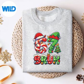 Bruh67SixSevenMemeCandyCaneXmasLightGirlsweater