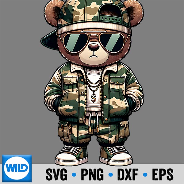 CamoHipHopTeddyBearCamouflageGangstaStreetwearHustle