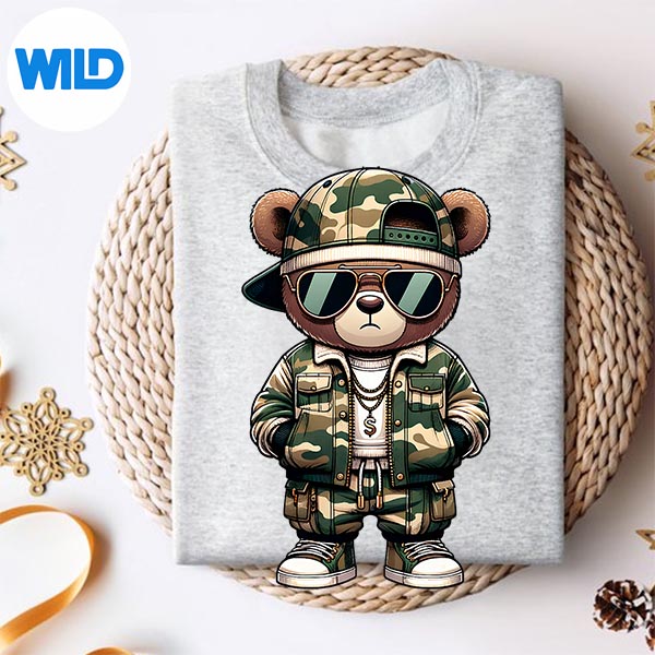 Camo Hip Hop Teddy Bear Camouflage Gangsta Streetwear Hustle Cut File 2 Camo Hip Hop Teddy Bear Camouflage Gangsta Streetwear Hustle Cut File - Image 2