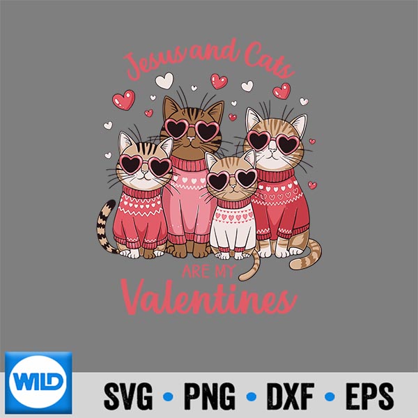 Christian Cat Lovers Valentines Jesus And Cats Triblend Vector Design 7 ChristianCatLoversValentinesJesusAndCatsTriblend
