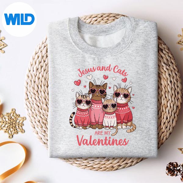 Christian Cat Lovers Valentines Jesus And Cats Triblend Vector Design 2 Christian Cat Lovers Valentines Jesus And Cats Triblend Vector Design - Image 2