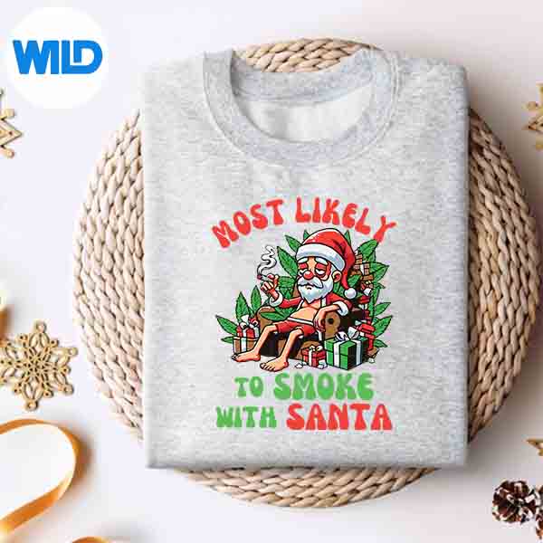 Christmas Cannabis Weed Most Likely To Smoke With Santa SVG PNG 2 Christmas Cannabis Weed Most Likely To Smoke With Santa SVG PNG - Image 2