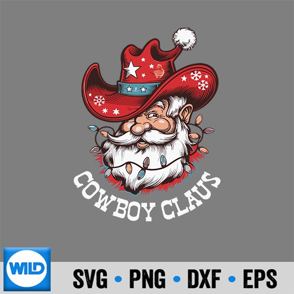 Cow Claus Cow Santa Hat Xmas Christmas Western Style SVG Cut File 6 CowClausCowSantaHatXmasChristmasWesternStyle