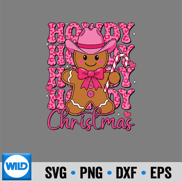 Cute Gingerbread Cow Pink Howdy Christmas Girls Vector Design 6 CuteGingerbreadCowPinkHowdyChristmasGirls