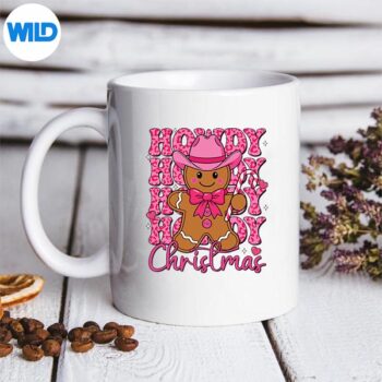 CuteGingerbreadCowPinkHowdyChristmasGirlsmug