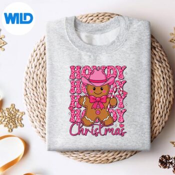 CuteGingerbreadCowPinkHowdyChristmasGirlssweater