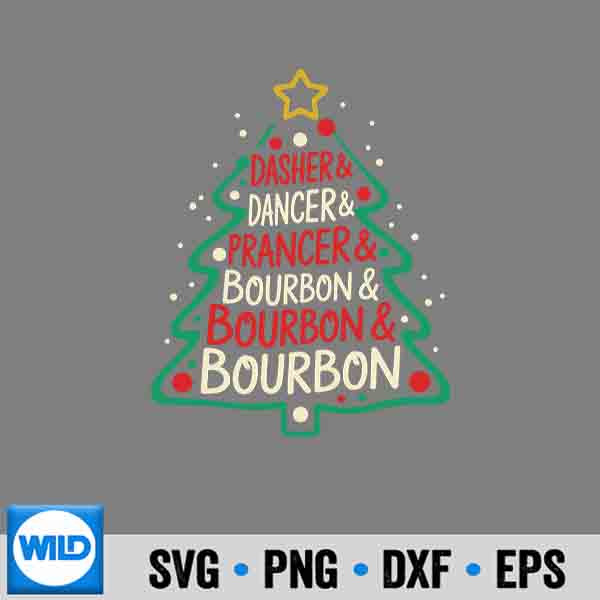 Dasher Dancer Prancer Bourbon Christmas Silhouette SVG PNG Cut File 7 DasherDancerPrancerBourbonChristmas