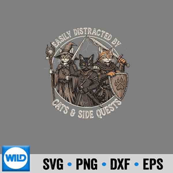 Easily Distracted By Cats Side Quests Gamer Vintage Digital Download 7 EasilyDistractedByCatsSideQuestsGamerVintage