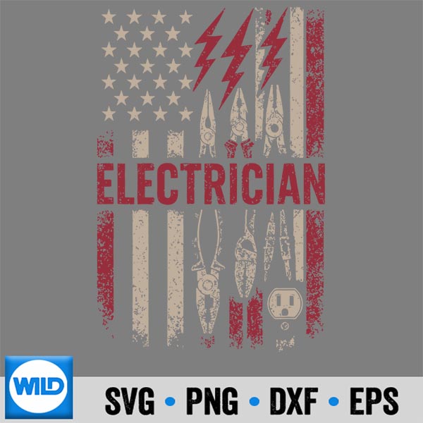 ElectricianHumorToolsPatriotismVintage