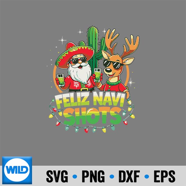 Feliz Navidad Santa Cactus Mexican Christmas Tis The Season Digital Design 6