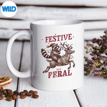 FestiveButFeralXmasChristmasRaccoonmug