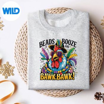FestiveMardiGrasRoosterPartyBeadsweater