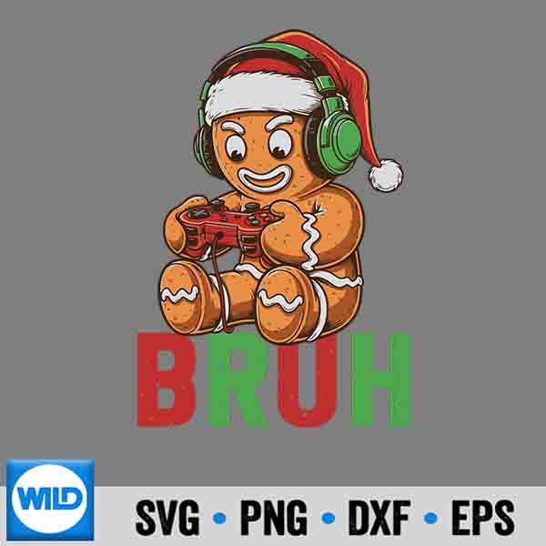Gamer Gingerbread Bruh Christmas Santa Hat Xmas Gaming SVG PNG 6 GamerGingerbreadBruhChristmasSantaHatXmasGaming