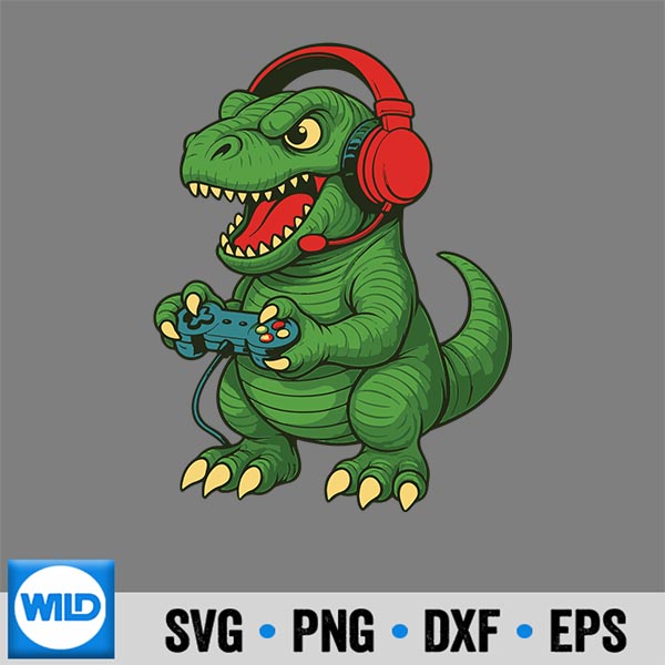 Gamer T Rex Dinosaur Video Games Gaming SVG PNG 7