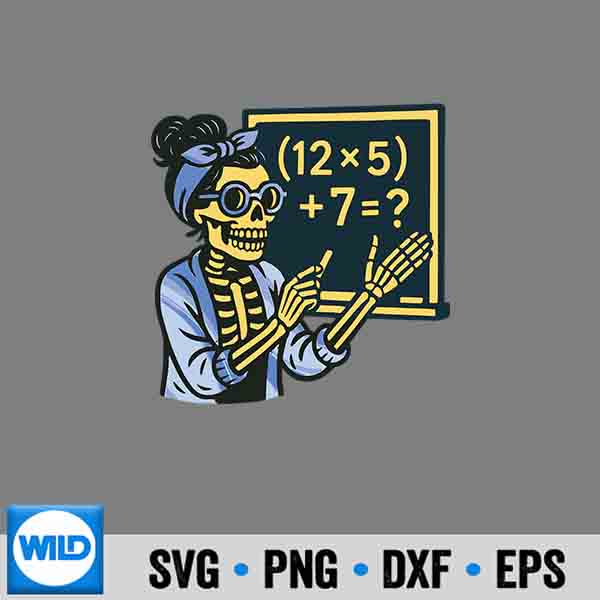 Halloween Teacher Six Seven Meme 6 7 Skeleton Spooky Costume Silhouette SVG PNG Cut File 7