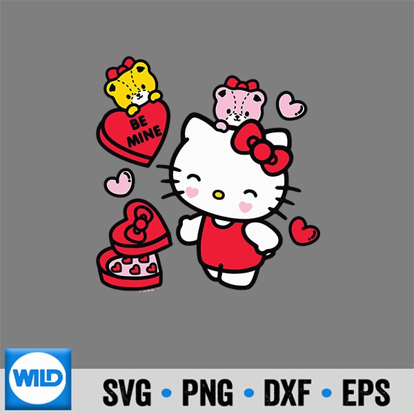Hello Kitty Be Mine Candy Valentines Small PNG SVG for Cricut 7 HelloKittyBeMineCandyValentinesSmall