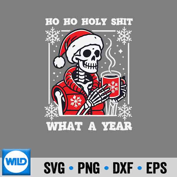 HoHoWhatAYearSkeletonSantaChristmas