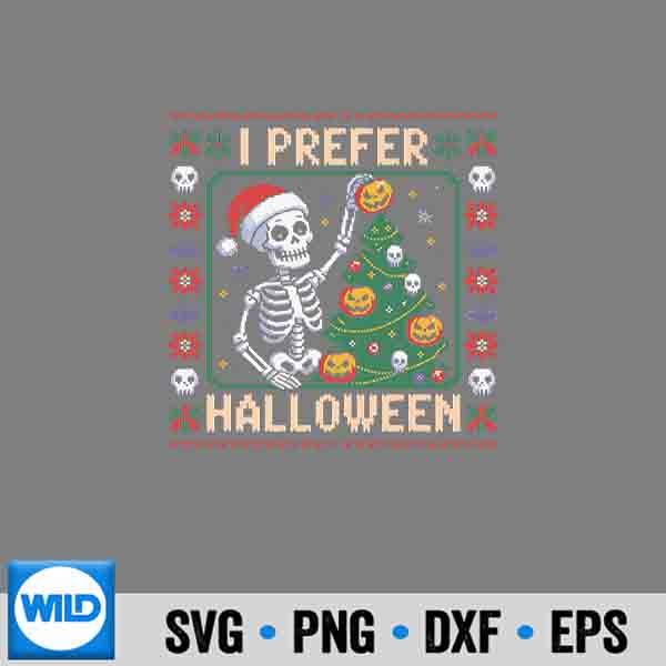 I Prefer Halloween Tree Skeleton Christmas Silhouette SVG PNG Cut File 7 IPreferHalloweenTreeSkeletonChristmas