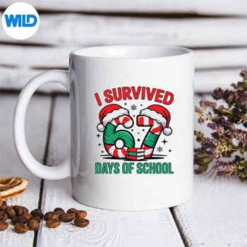 ISurvived67DaysOfSchoolChristmasCandyCaneSixSevenmug 1