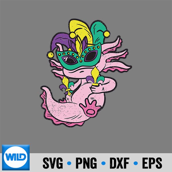 Jester Axolotl Masquerade Mask Mardi Gras Carnival Parade Digital Design 6