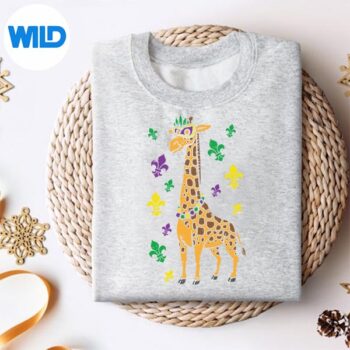 JesterGiraffeAnimalLoverCuteMardiGrasCarnivalsweater