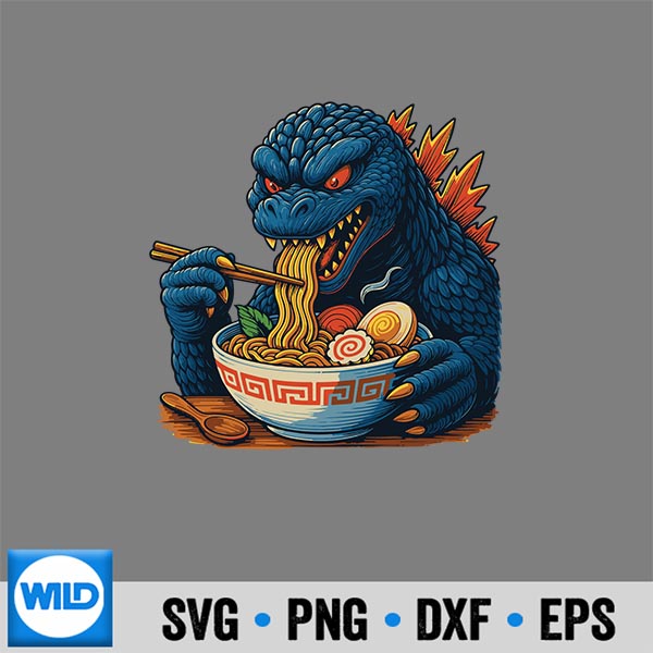 Kaiju Eating Ramen Japanese Monster Eating Ramen Digital Design 6 KaijuEatingRamenJapaneseMonsterEatingRamen