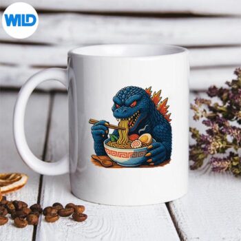 Kaiju Eating Ramen Japanese Monster Eating Ramen Digital Design 5 KaijuEatingRamenJapaneseMonsterEatingRamenmug