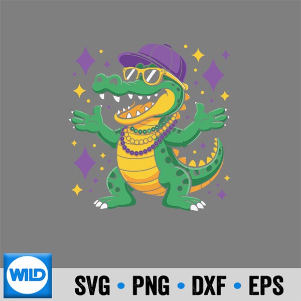 Mardi Gras Alligator New Orleans Parties SVG Cut File 7 MardiGrasAlligatorNewOrleansParties