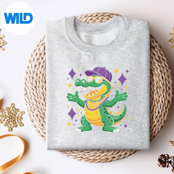 Mardi Gras Alligator New Orleans Parties SVG Cut File 2 Mardi Gras Alligator New Orleans Parties SVG Cut File - Image 2