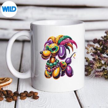 Mardi Gras Balloon Dog Wearing Mardi Gras Costume Beads Digital Design 5 MardiGrasBalloonDogWearingMardiGrasCostumeBeadsmug