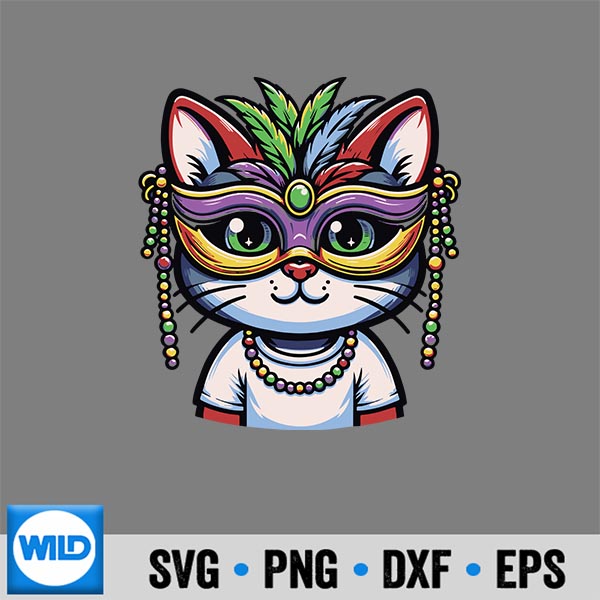 Mardi Gras Cat New Orleans Louisiana Carnival 2024 Girls Digital Design 6 MardiGrasCatNewOrleansLouisianaCarnival2024Girls