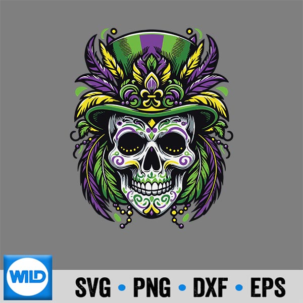Mardi Gras Costume Sugar Skull Carnival Party SVG PNG Cut File 6 MardiGrasCostumeSugarSkullCarnivalParty