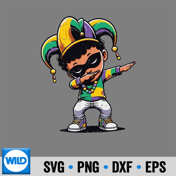 MardiGrasDabbingBlackJesterHat