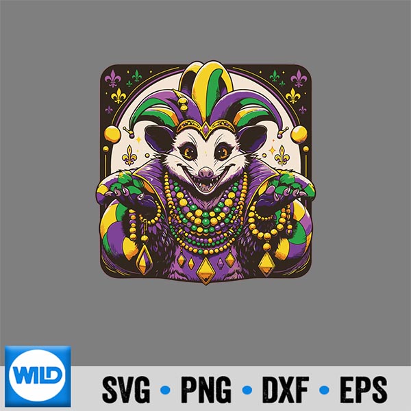 Mardi Gras Vintage Possum SVG PNG Digital Design 6 MardiGrasPossumVintage