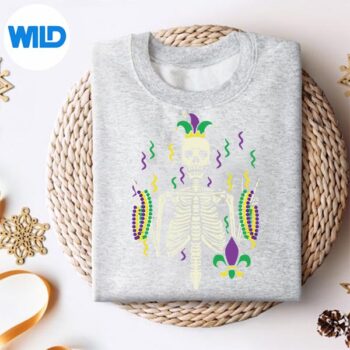 MardiGrasRockerSkeletonRocksweater